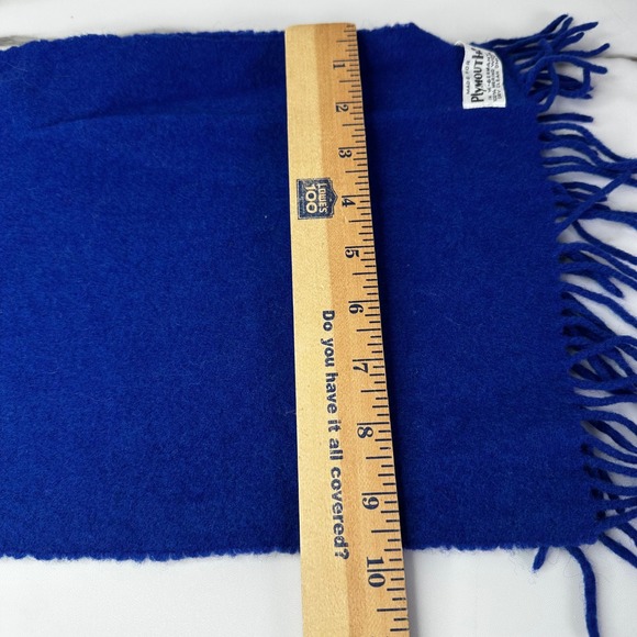 ❌SOLD❌VTG Plymouth 100 Merino Wool Scarf Royal Blue Fringe Made in W‎ Germany - Picture 4 of 5